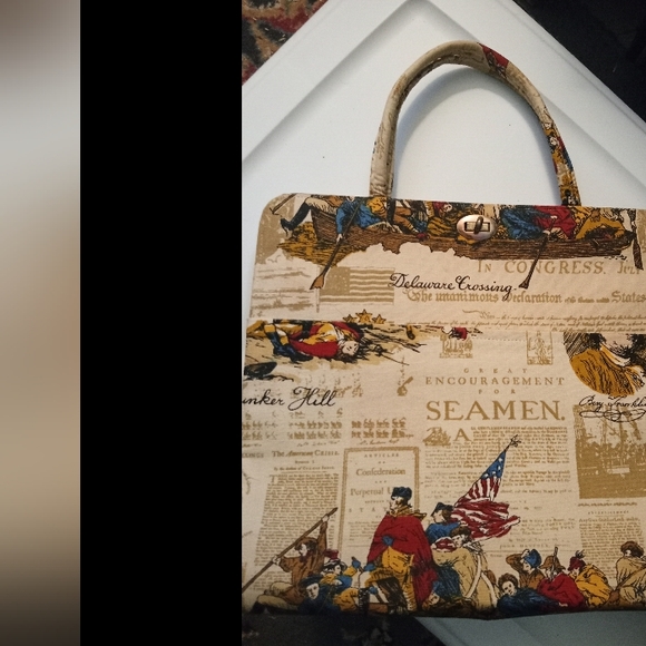 Handmade antique/vintage possibly silk Margaret Smith Patriotic bag - Picture 7 of 16